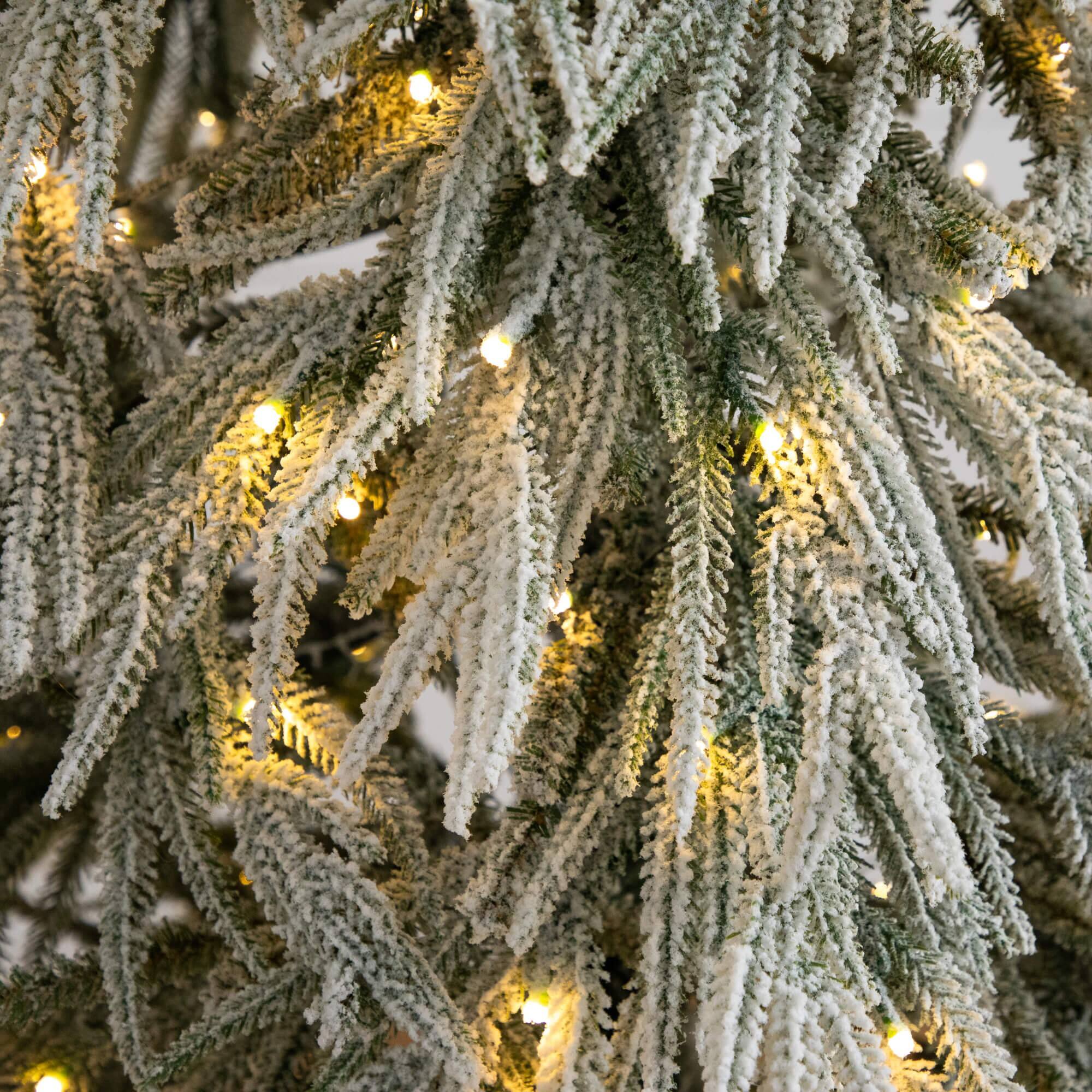 7ft. Pre-Lit Down Swept Flocked Artificial Christmas Tree, Warm White LED Lights